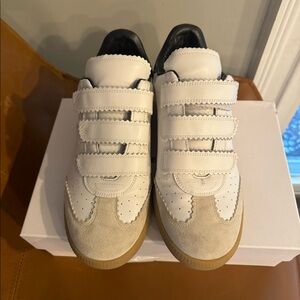 AUTHENTIC ISABEL MARANT Beth Perforated Leather Grip-Strap Sneakers - size 10/40